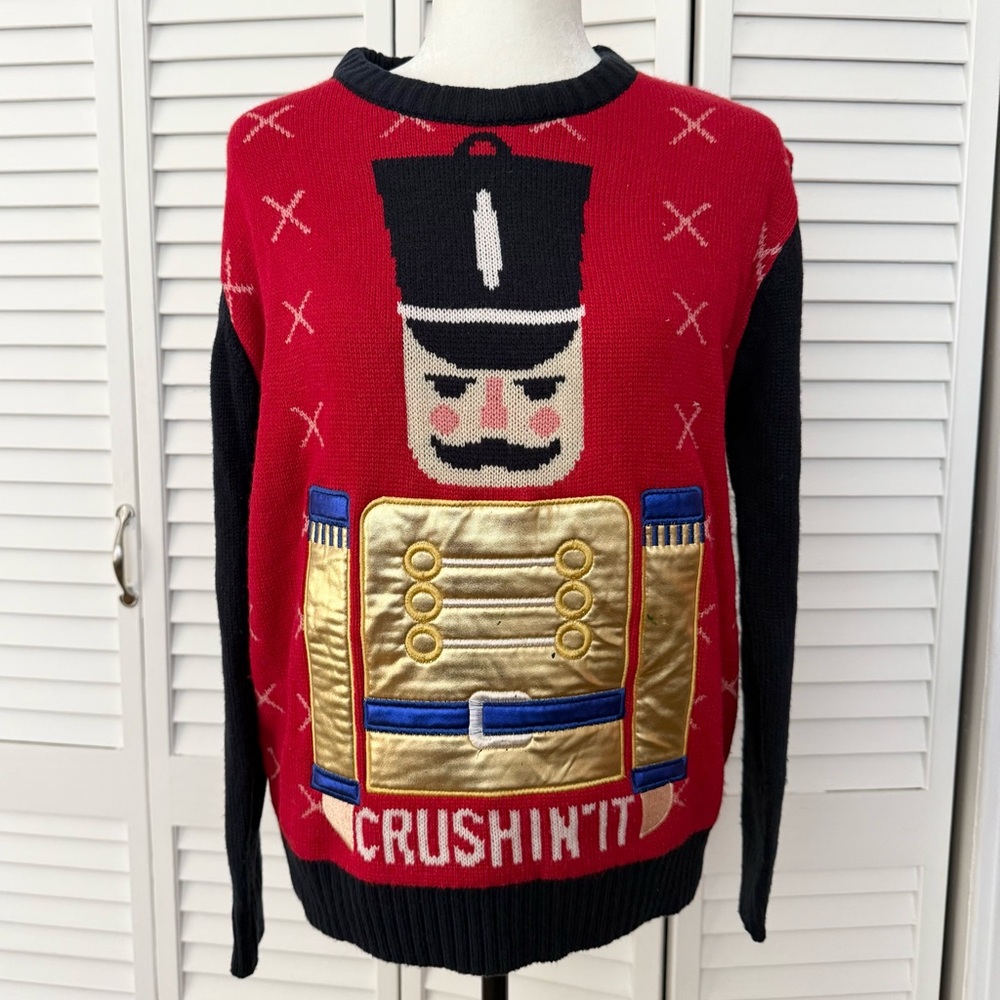 Crushin' It Nutcracker Soldier Holiday Sweater Size Medium